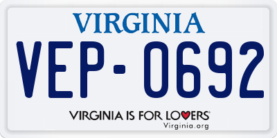 VA license plate VEP0692