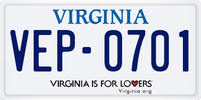 VA license plate VEP0701