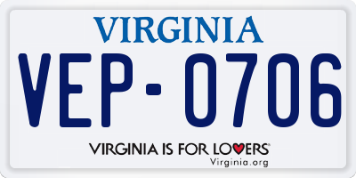 VA license plate VEP0706
