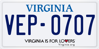 VA license plate VEP0707