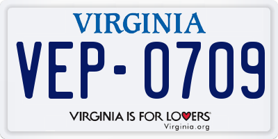 VA license plate VEP0709