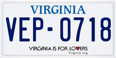 VA license plate VEP0718