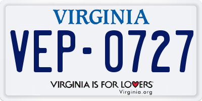 VA license plate VEP0727