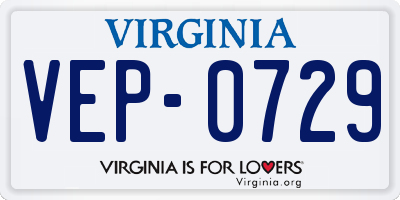VA license plate VEP0729