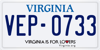 VA license plate VEP0733