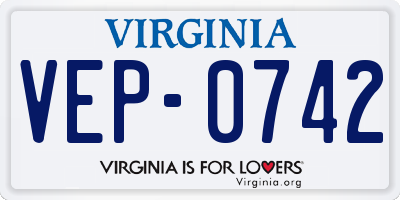 VA license plate VEP0742