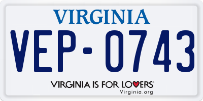 VA license plate VEP0743