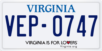 VA license plate VEP0747