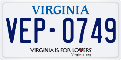 VA license plate VEP0749