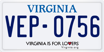 VA license plate VEP0756
