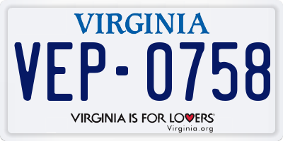 VA license plate VEP0758