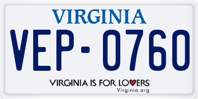 VA license plate VEP0760