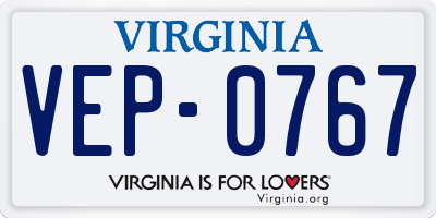 VA license plate VEP0767