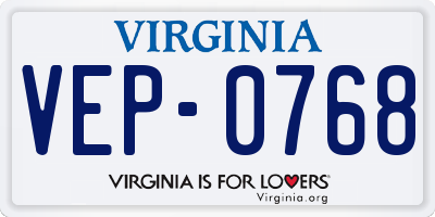 VA license plate VEP0768