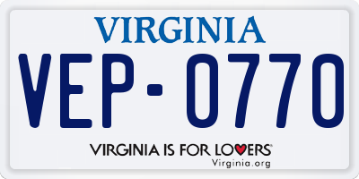 VA license plate VEP0770