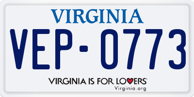 VA license plate VEP0773