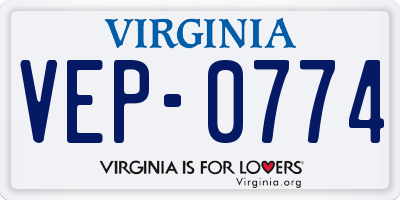 VA license plate VEP0774