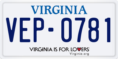 VA license plate VEP0781