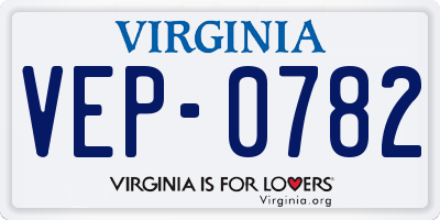 VA license plate VEP0782