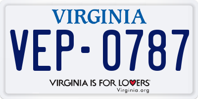 VA license plate VEP0787