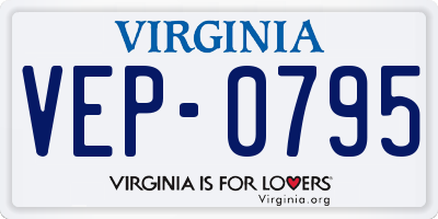 VA license plate VEP0795