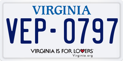 VA license plate VEP0797