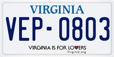VA license plate VEP0803