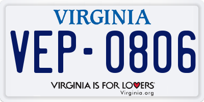 VA license plate VEP0806