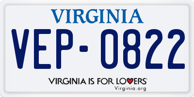 VA license plate VEP0822
