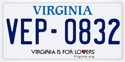 VA license plate VEP0832