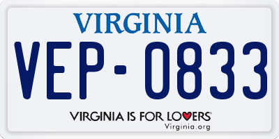 VA license plate VEP0833