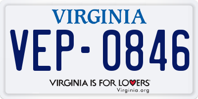 VA license plate VEP0846