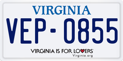 VA license plate VEP0855