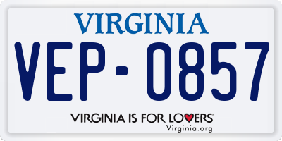 VA license plate VEP0857