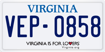 VA license plate VEP0858