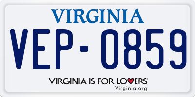 VA license plate VEP0859