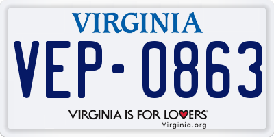 VA license plate VEP0863
