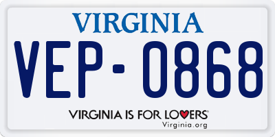 VA license plate VEP0868