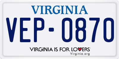 VA license plate VEP0870