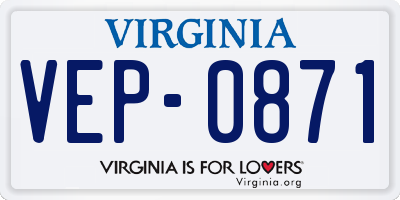 VA license plate VEP0871