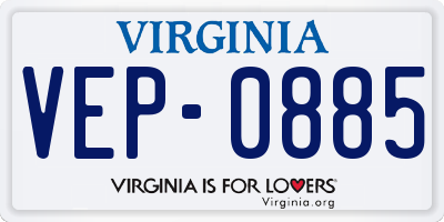 VA license plate VEP0885