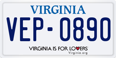 VA license plate VEP0890