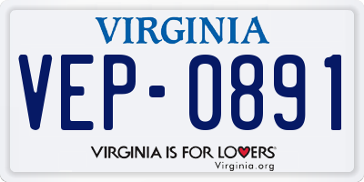 VA license plate VEP0891
