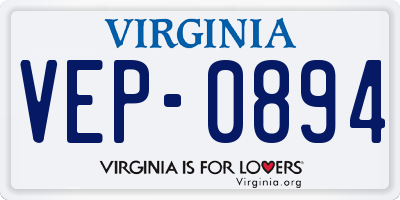 VA license plate VEP0894
