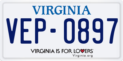 VA license plate VEP0897