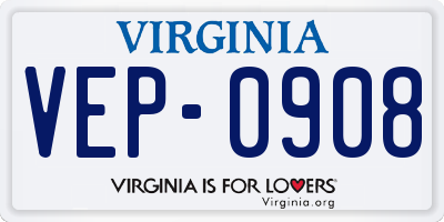 VA license plate VEP0908