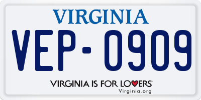 VA license plate VEP0909