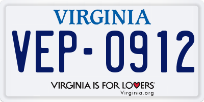 VA license plate VEP0912