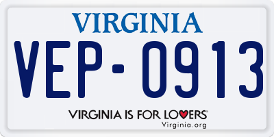 VA license plate VEP0913