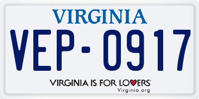 VA license plate VEP0917